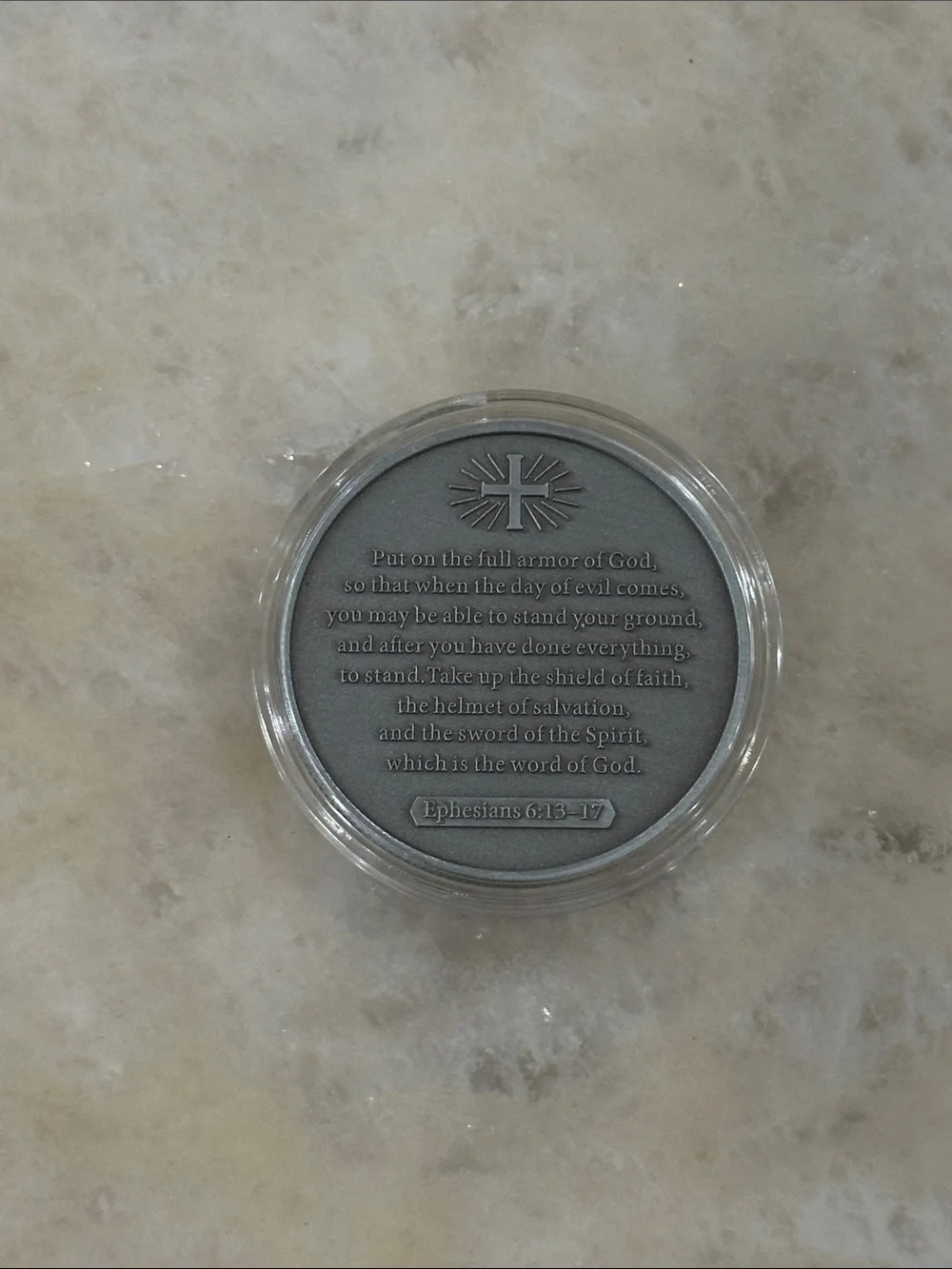 Faith & Courage Decorative Coin - Red and Orange Lion Accent